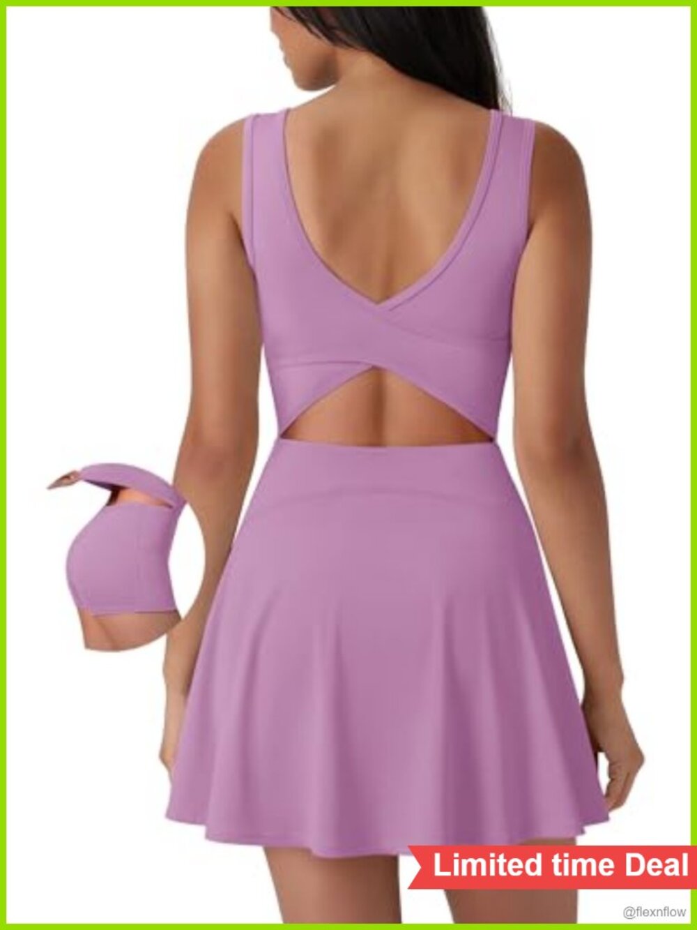 Nylon Blend Tennis Dress with Shorts Built-In Bra Athletic